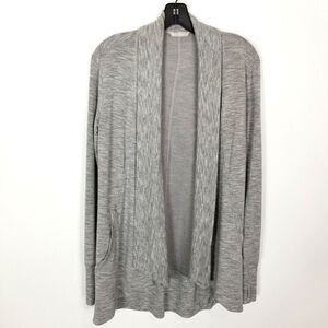 Athleta Women Marled  Shawl High Low Open Sweater Cardigan Sz XS Gray Athletic